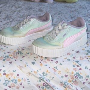 Puma Kids Pastel Mint and Pink Platform Sneakers